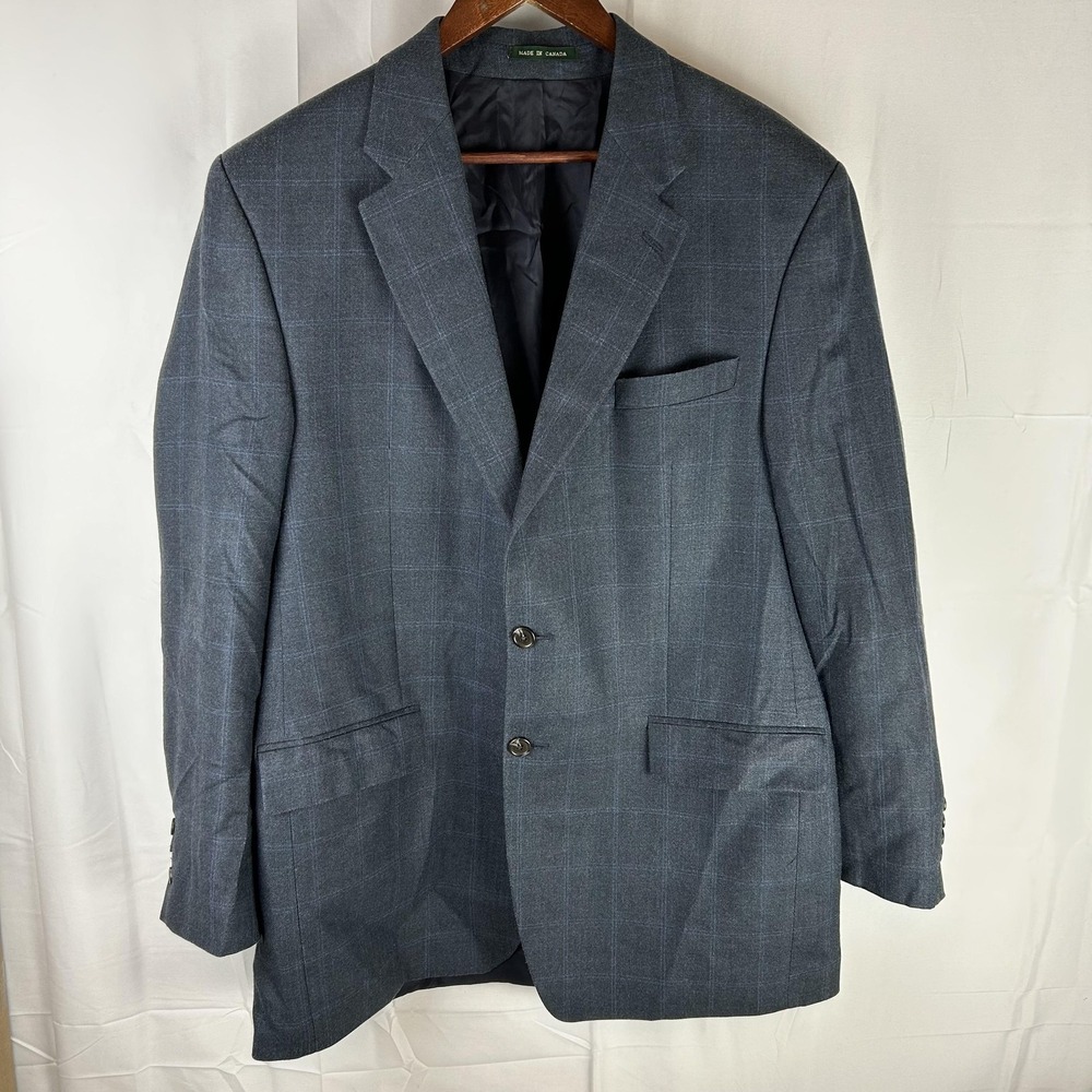 Lauren Ralph Lauren Sport Coat Mens‎ 44 Long Blue Check Silk Wool Tweed Canada